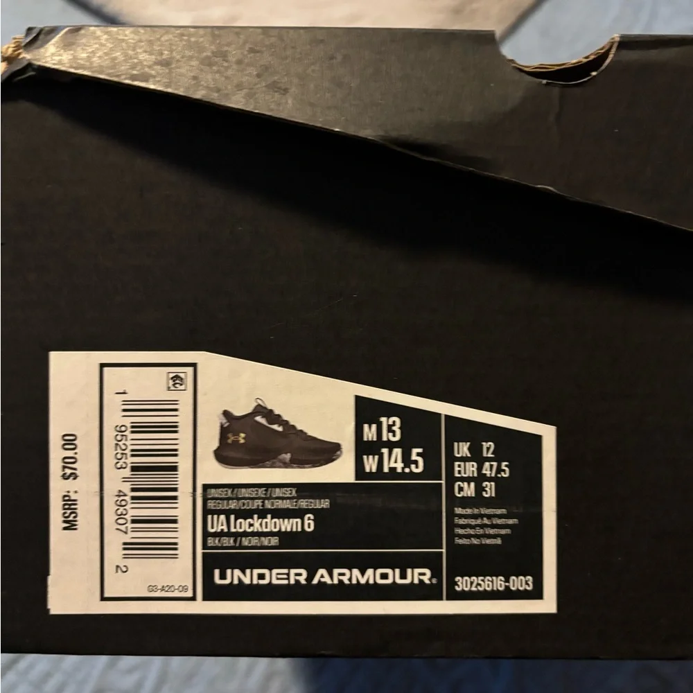 Under Armour Lockdown 6 Unisex Black Athletic Shoes Size 13 - Picture 9 of 9